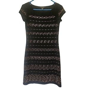 White House Black Market Studded Rhinestone Black and Silver Short Sleeve